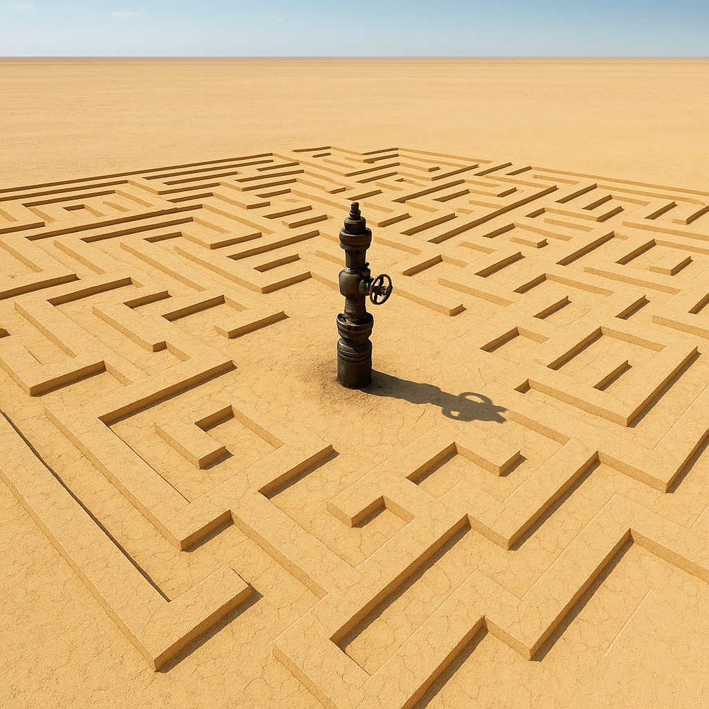 In the field it’s a well. In Washington, it’s a category. Between the two lies the maze. Image created by Steven Klimowski using DALL-E.
